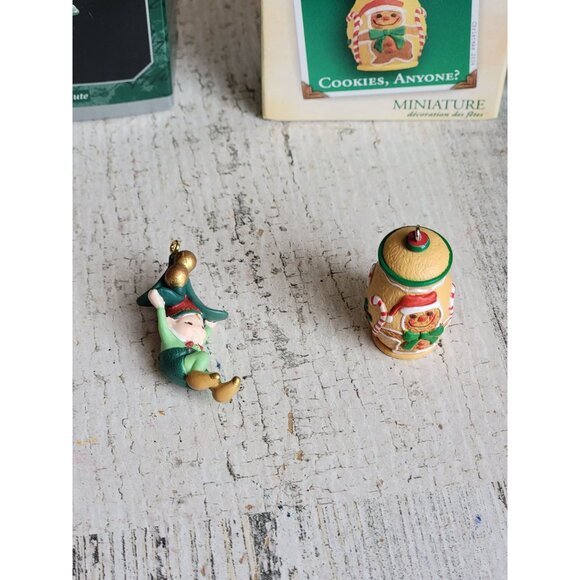 Hallmark Elf gingerbread cookie train variety miniature ornament xmas set - Picture 1 of 6